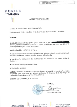 Arrêté 2026/151 - Délégation à un agent