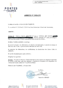 Arrêté 2026/152 - Délégation à un agent