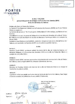 Arrêté 2026/291 - Désignation du délégué à la protection des données