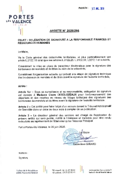 Arrêté 2026/296 - Délégation de signature
