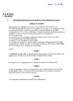 Arrêté 2026/341 - Autorisation de stationnement