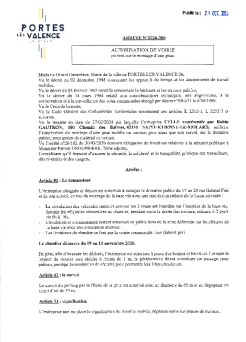 Arrêté 2026/386 - Occupation du domaine public les 9 et 10 novembre 2026