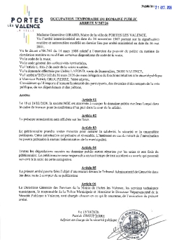 Arrêté 2026/387 - Occupation du domaine public les 18 et 19 novembre 2026