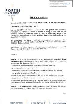 Arrêté 2026/158 - Délégation de fonctions à un adjoint