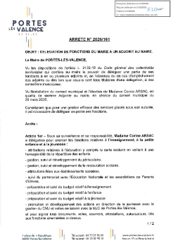 Arrêté 2026/161 - Délégation de fonctions à un adjoint