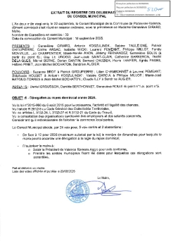 Délibération CM 22-09-2025 - Dérogation au repos dominical année 2026