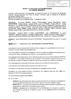 Délibération CM 22-09-2025 - Déclassement voie communale. Chemin des Chaux
