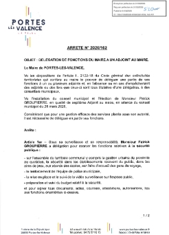 Arrêté 2026/162 - Délégation de fonctions à un adjoint