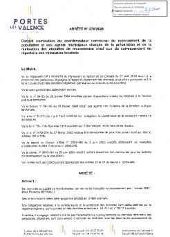 Arrêté 2026/270 - Coordonnateur recensement 2027