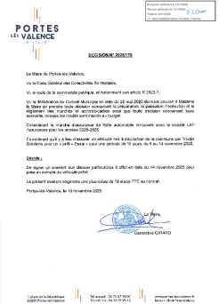 Décision 2025/176 - Avenant marché d'assurance automobile