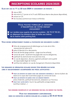 Inscriptions scolaires 2024-2025