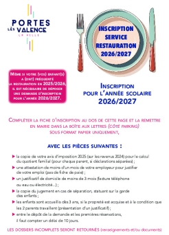 Fiche d'inscription restauration scolaire