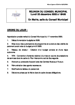 Ordre du jour - CM du 22/12/25