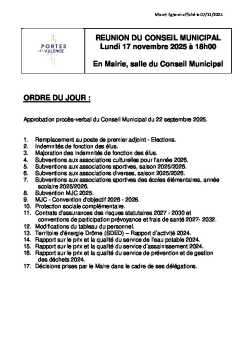 Ordre du jour CM du 17/11/2025