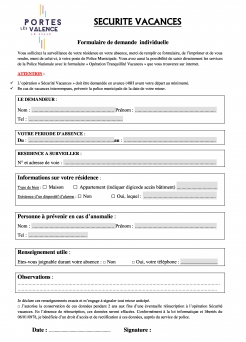 Formulaire Dispositif Sécurité Vacances