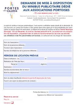 Demande de location à titre gratuit du minibus aux associations