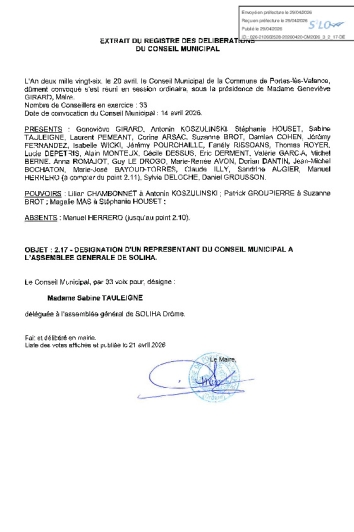Délibération CM du 20/04/2026 - Désignation représentant SOLIHA