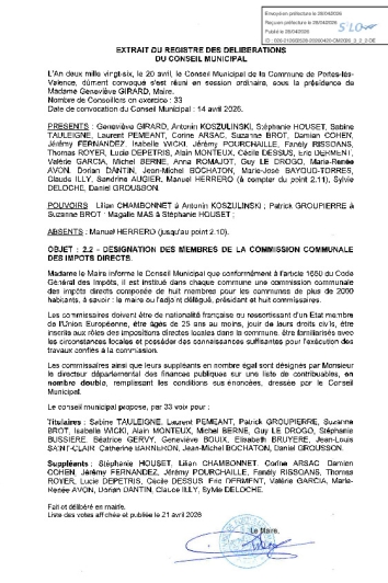 Délibération CM du 20/04/2026 - Désignation des membres CCID