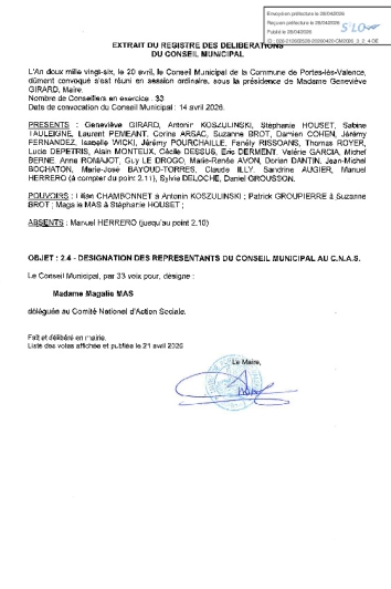 Délibération CM du 20/04/2026 - Désignation du représentant CNAS