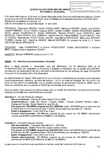 Délibération CM du 20/04/2026 - Marché autoconsomation électricité