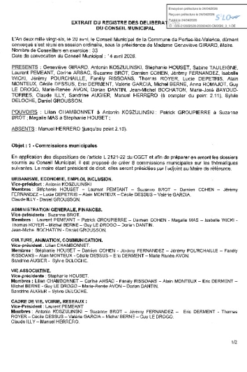 Délibération CM du 20/04/2026 - Commissions municipales