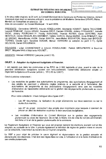 Délibération CM du 20/04/2026 - Réglement budgétaire et financier