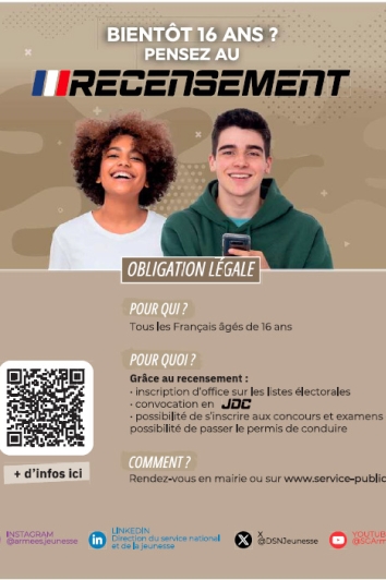 Recen sement à 16 ans