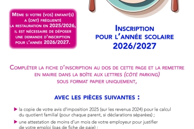 Affiche inscription à la cantine 2026