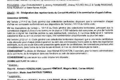 Délibération CM du 28/09/2026 - Désignation des membres de la CAO