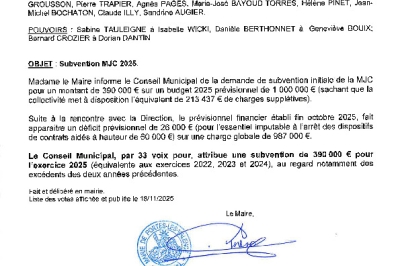 Délibération CM du 17-11-2025 - Subvention MJC