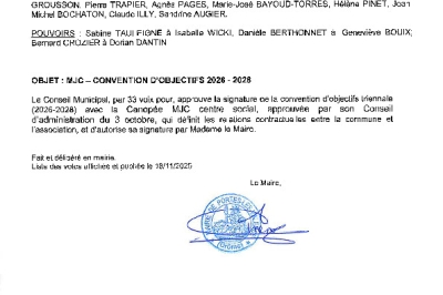 Délibération CM du 17/11/2025 - Convention MJC 2026/2028