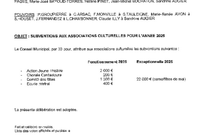 Conseil municipal du 18-11-24 Subventions aux associations culturelles