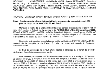 Délibérations CM 16-12-24 Dossier consultation du public projet CCI Port de commerce Portes-lès-Valence