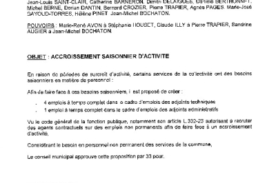 Délibération CM 10-02-25 Accroissement temporaire d'activité