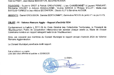 Délibération CM 22-09-2025 - Rapport d'activité 2024 Valence Romans Agglo