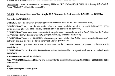 Délibération CM du 28/09/2026 - Acquisition foncière angle RN7 et avenue du Port