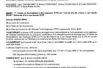 Délibération CM du 28/09/2026 - Centre de ravitaillement des essences - Avis sur ICPE