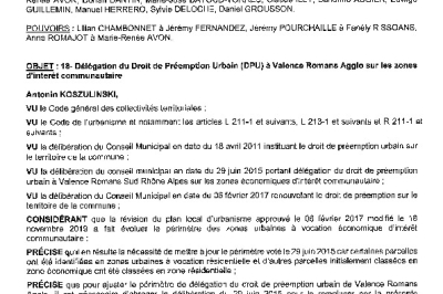 Délibération CM du 28/09/2026 - Délégation DPU à Valence Romans Agglo sur zones d'intêret communautaire