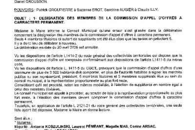 Délibération CM du 29/06/2026 - Désignation membres CAO