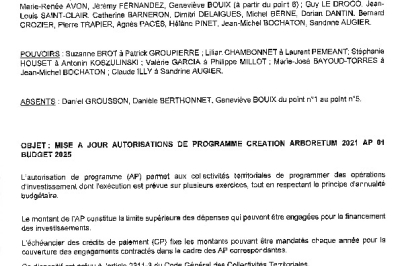 Délibération CM 22-09-2025 Mise à jour autorisation de programme Arboretum, budget 2025
