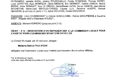 Délibération CM du 20/04/2026 - Désignation représentant CLH