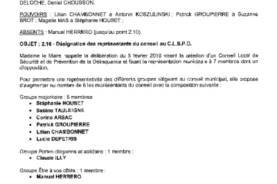 Délibération CM du 20/04/2026 - Désignation représentants CLSPD