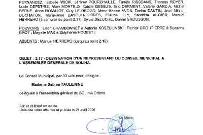 Délibération CM du 20/04/2026 - Désignation représentant SOLIHA