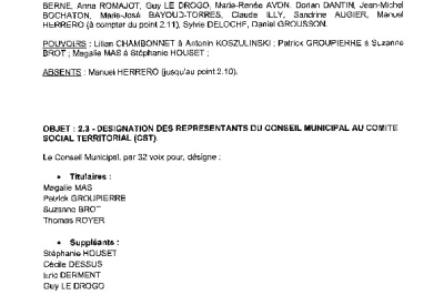 Délibération CM du 20/04/2026 - Désignation des représentants CST