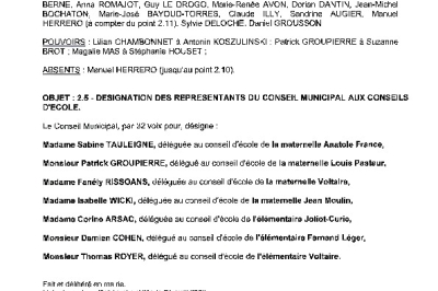 Délibération CM du 20/04/2026 - Désignation des représentants aux conseils d'écoles
