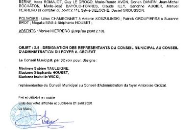 Délibération CM du 20/04/2026 - Désignation des représentants Foyer Croizat