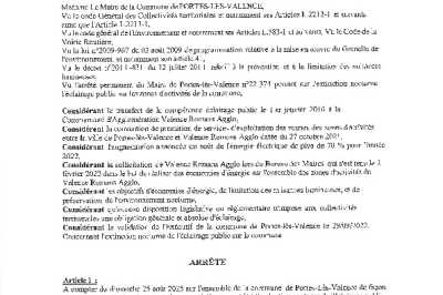 Réglementation de l'éclairage public par extinction nocturne sur la commune