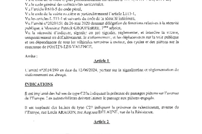 Arrêté permanent 2025-330 portant sur la signalisation et la règlementation de la circulation et du stationnement sur la commune