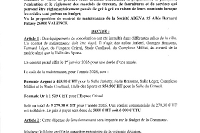 Décision 2025/191 - Signature d'un contrat de maintenance