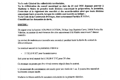Décision 2025/196 - Signature d'un contrat de maintenance